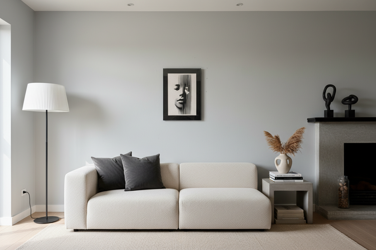 Fragmented Identity artwork displayed in a modern living room